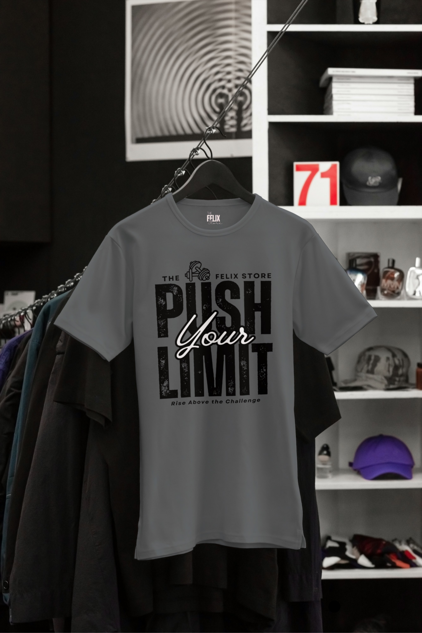 The Felix Store Push Your Limit Gym T-Shirt – White, 100% Combed Cotton, 180 GSM, Motivational Fitness Wear for Men & Women