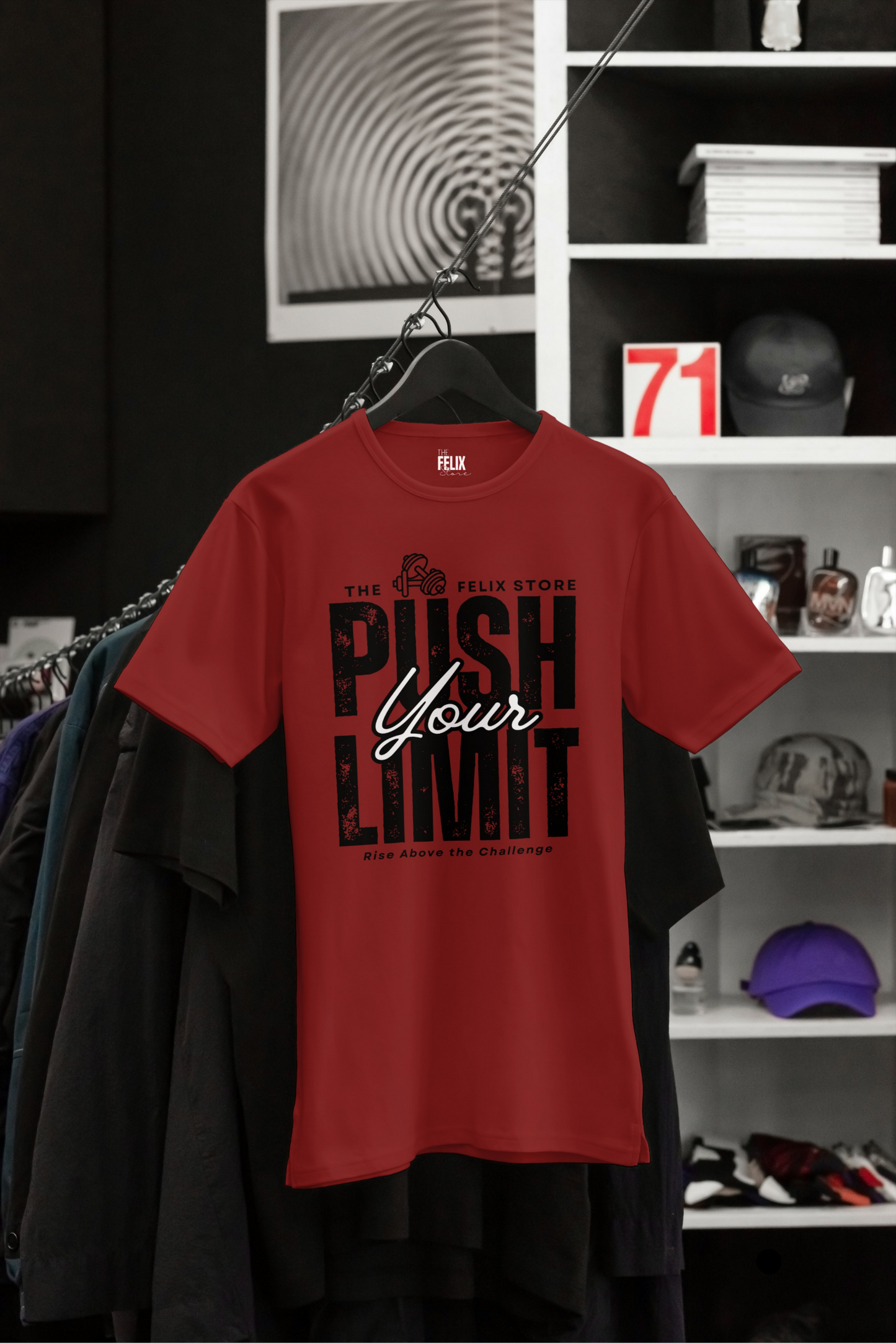 The Felix Store Push Your Limit Gym T-Shirt – White, 100% Combed Cotton, 180 GSM, Motivational Fitness Wear for Men & Women"