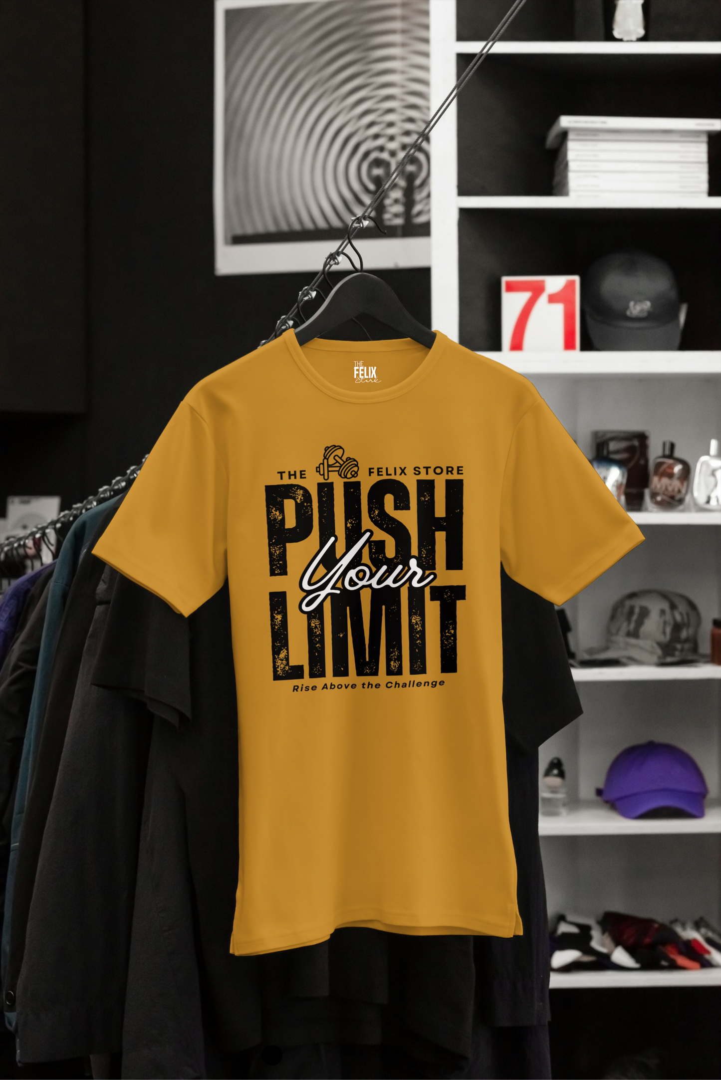 The Felix Store Push Your Limit Gym T-Shirt – White, 100% Combed Cotton, 180 GSM, Motivational Fitness Wear for Men & Women"