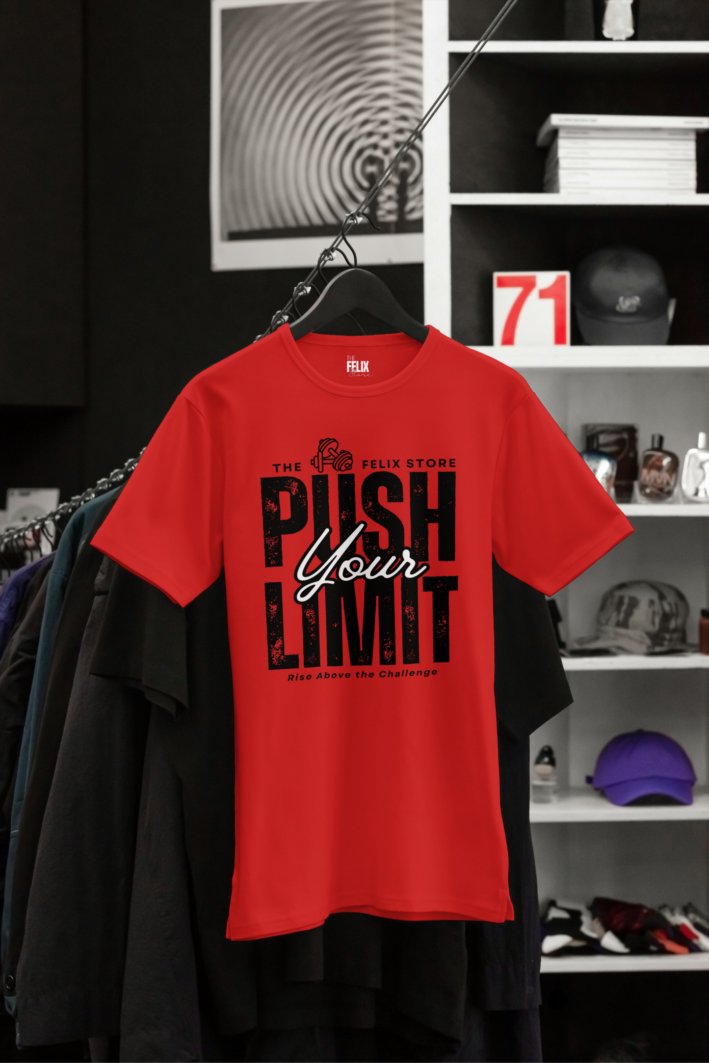 The Felix Store Push Your Limit Gym T-Shirt – White, 100% Combed Cotton, 180 GSM, Motivational Fitness Wear for Men & Women